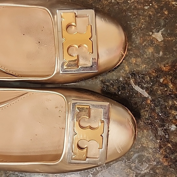 Tory Burch Gold Slip Ons - Picture 2 of 6